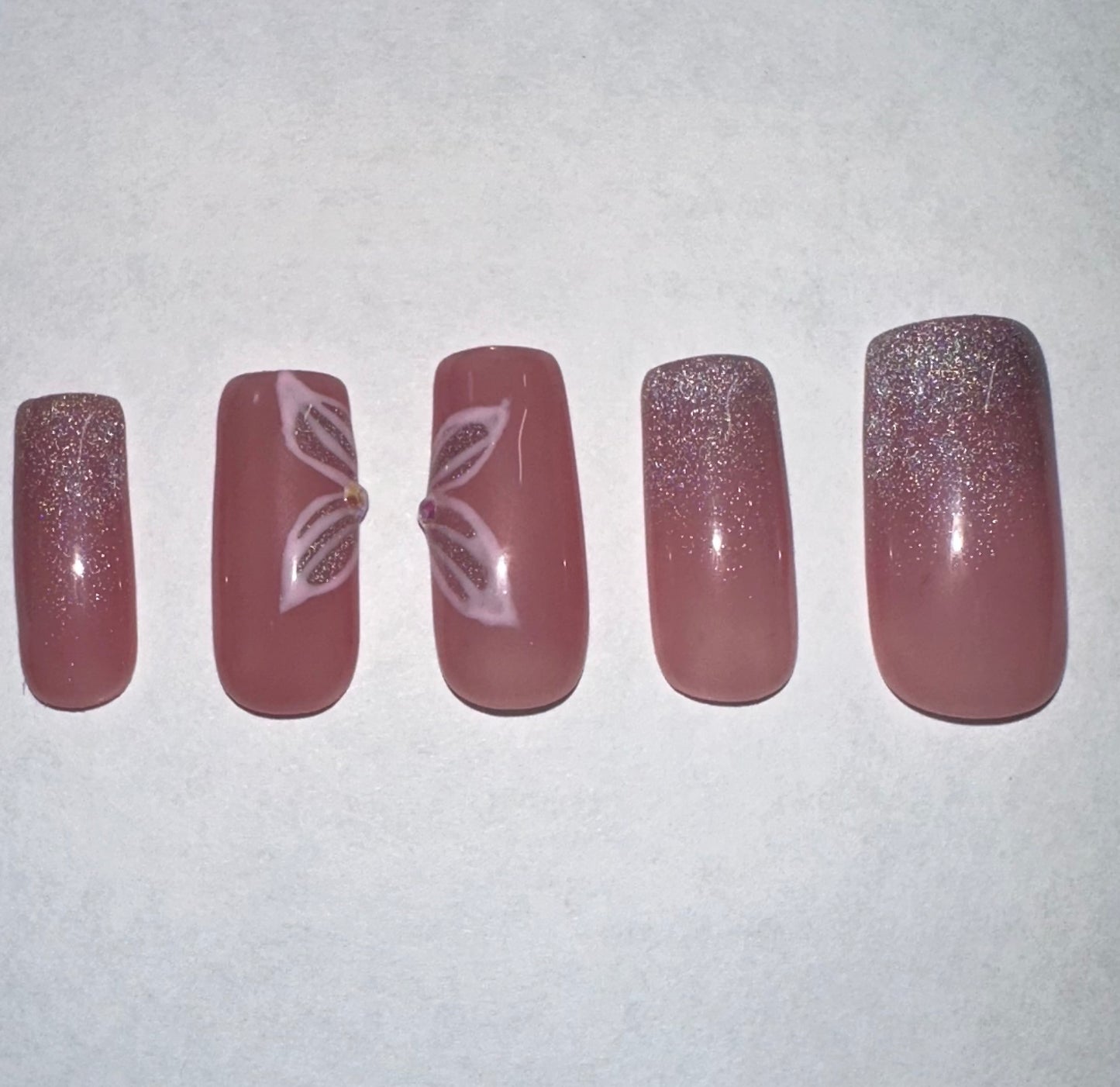 Pink Butterfly Nails