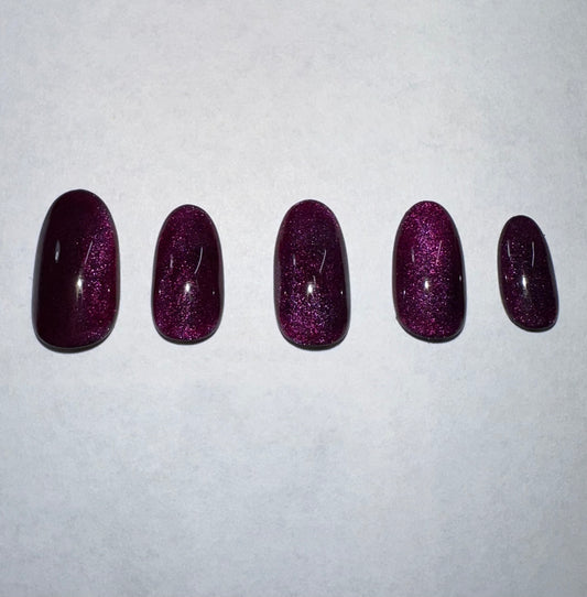 Cherry Mocha Cateye Nails